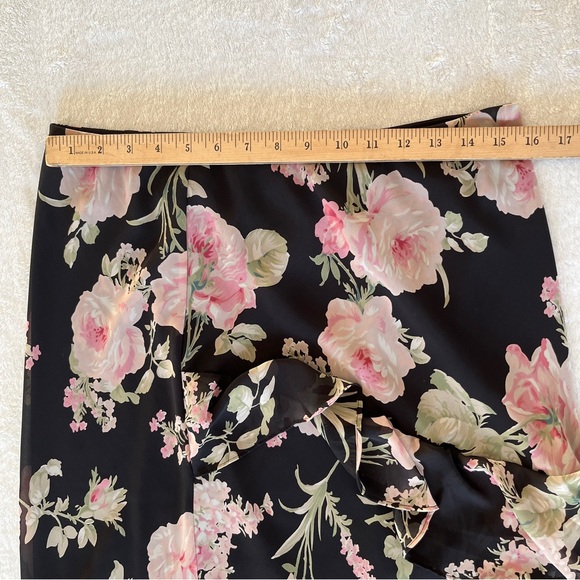Chaps Pink Floral Midi Skirt with Ruffles Women’s Size 10 - Picture 5 of 10
